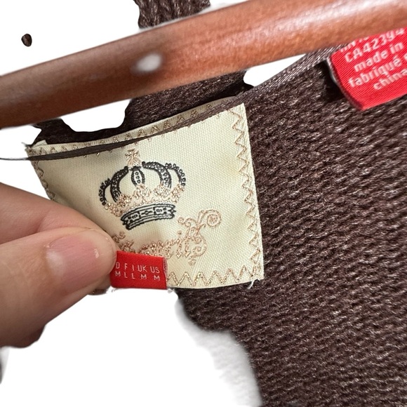 Esprit Y2K Merino Wool Blend Shawl Collar Cardigan Belted Brown M - Picture 8 of 14